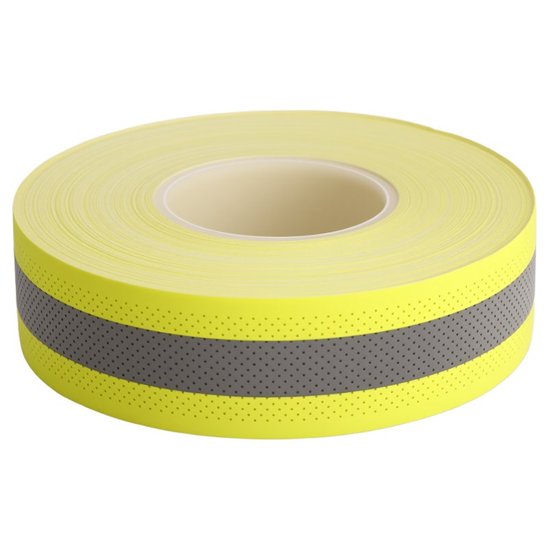 Yellow retroreflective tape with a perforated backing